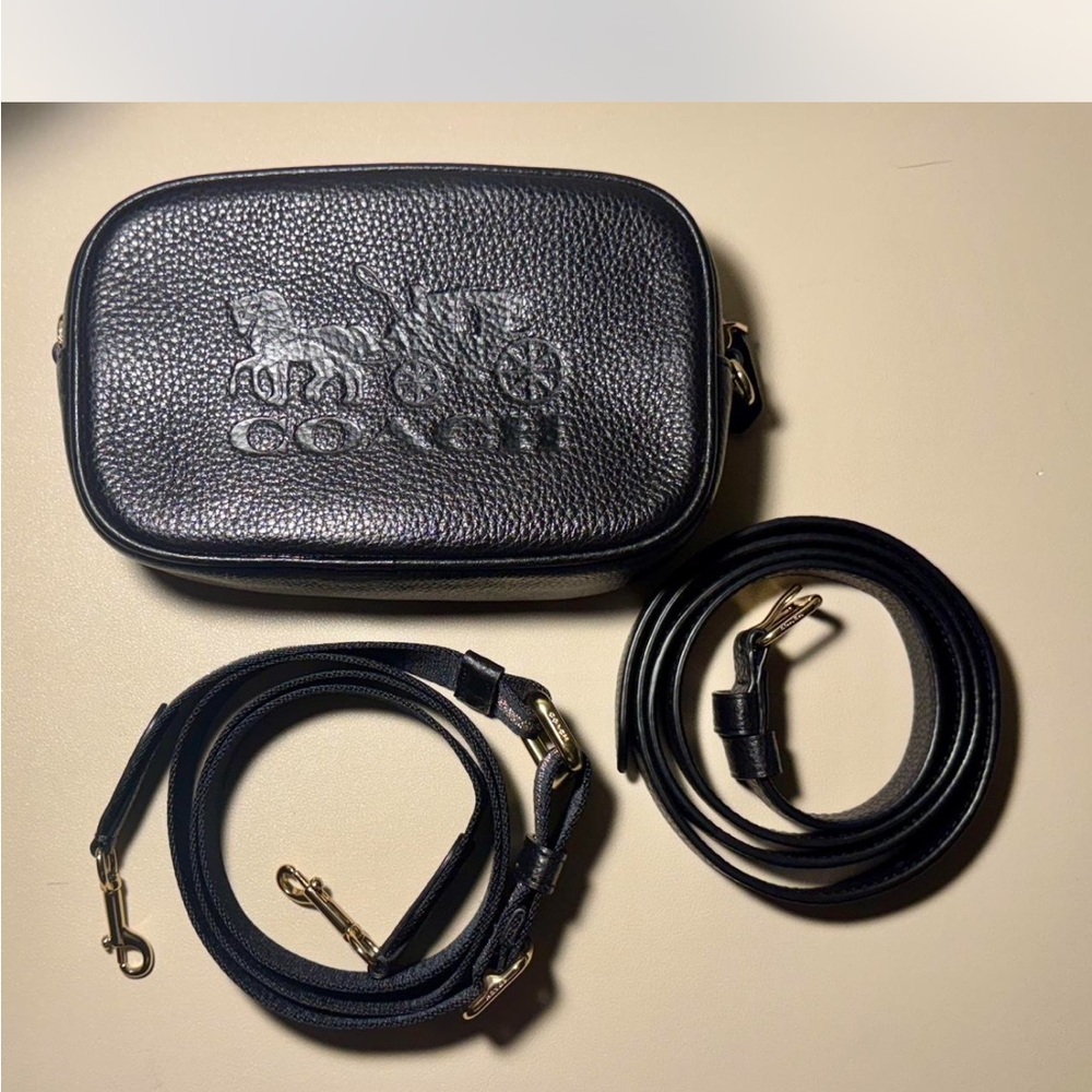 Coach Black Embossed Leather Crossbody/ Belt bag